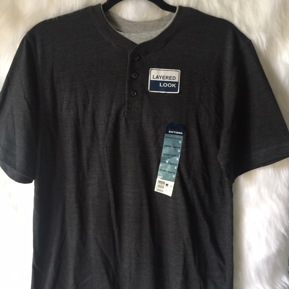 🌺 Basic Editions Layered Grey SS Tee Small - Picture 2 of 15